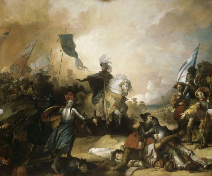 Francis, King of France, at Battle of Marignano during the War of the League of Cambrai, 13-15 September, 1515, painted by Alexandre-Evariste Fragonard (1780-1850)  Versailles.